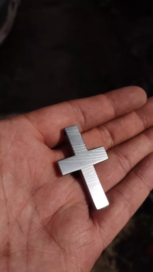 Custom Hand Forged Damascus Steel Cross Pendant Crucifix for Men & Women EDC - Image 3